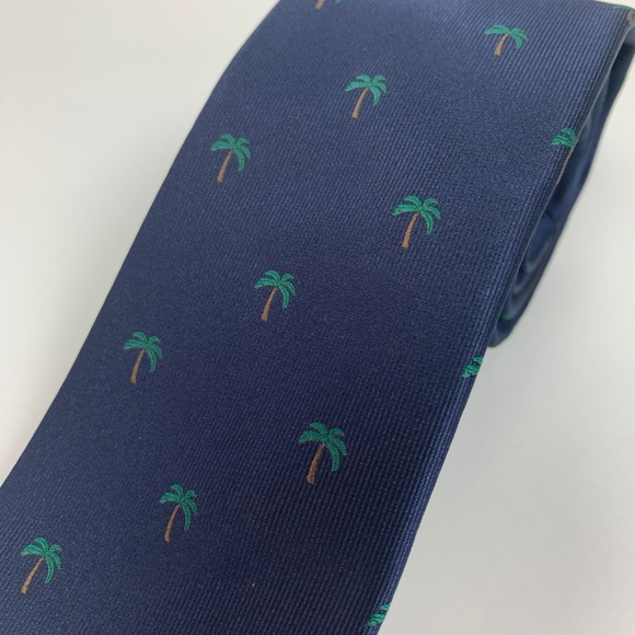 Sprezza Navy Blue Palm Tree Necktie Career - Picture 2 of 4